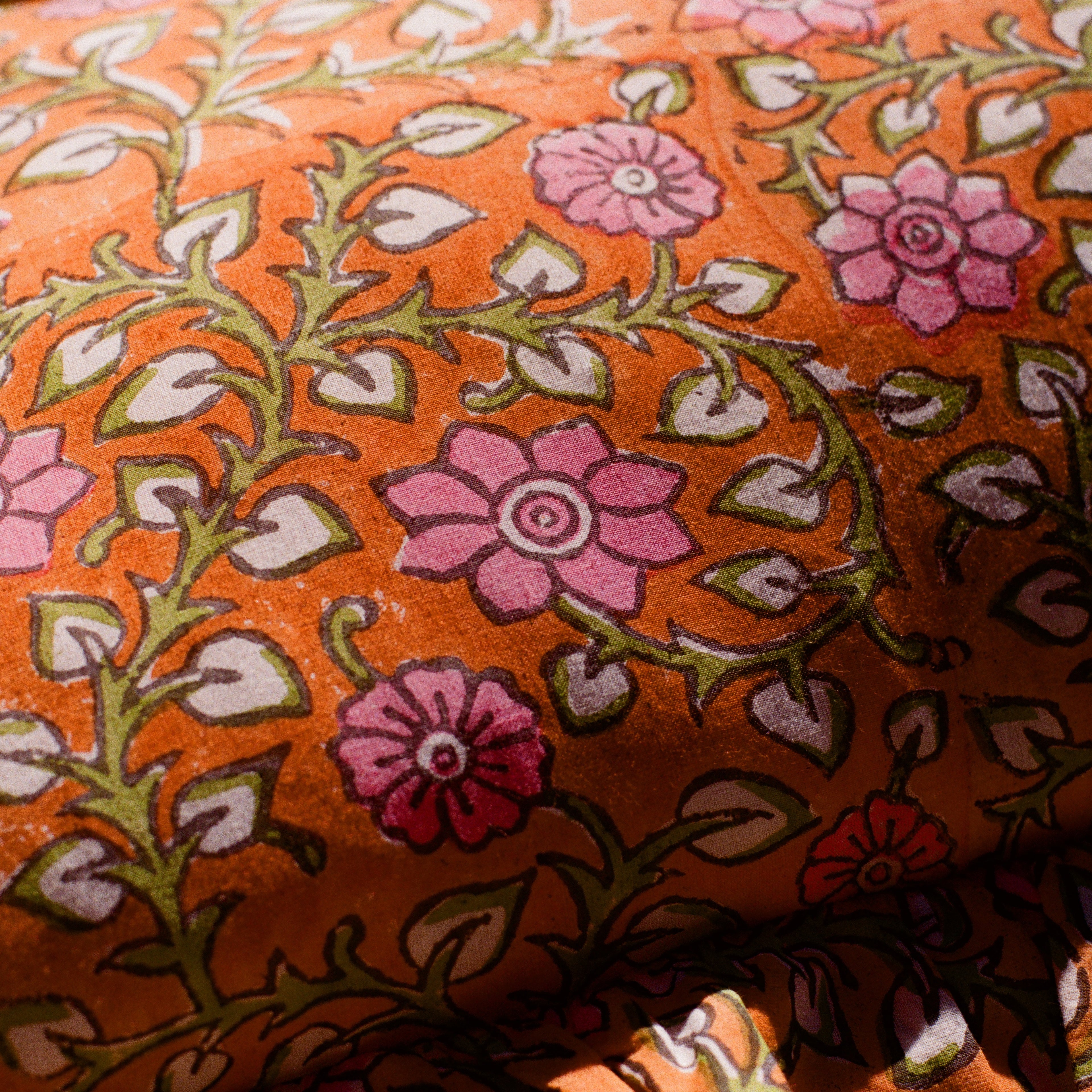 Orange block print cushion cover 30x50