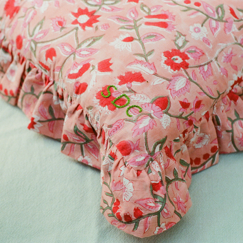Block print cushion cover pink 30 x 50 cm