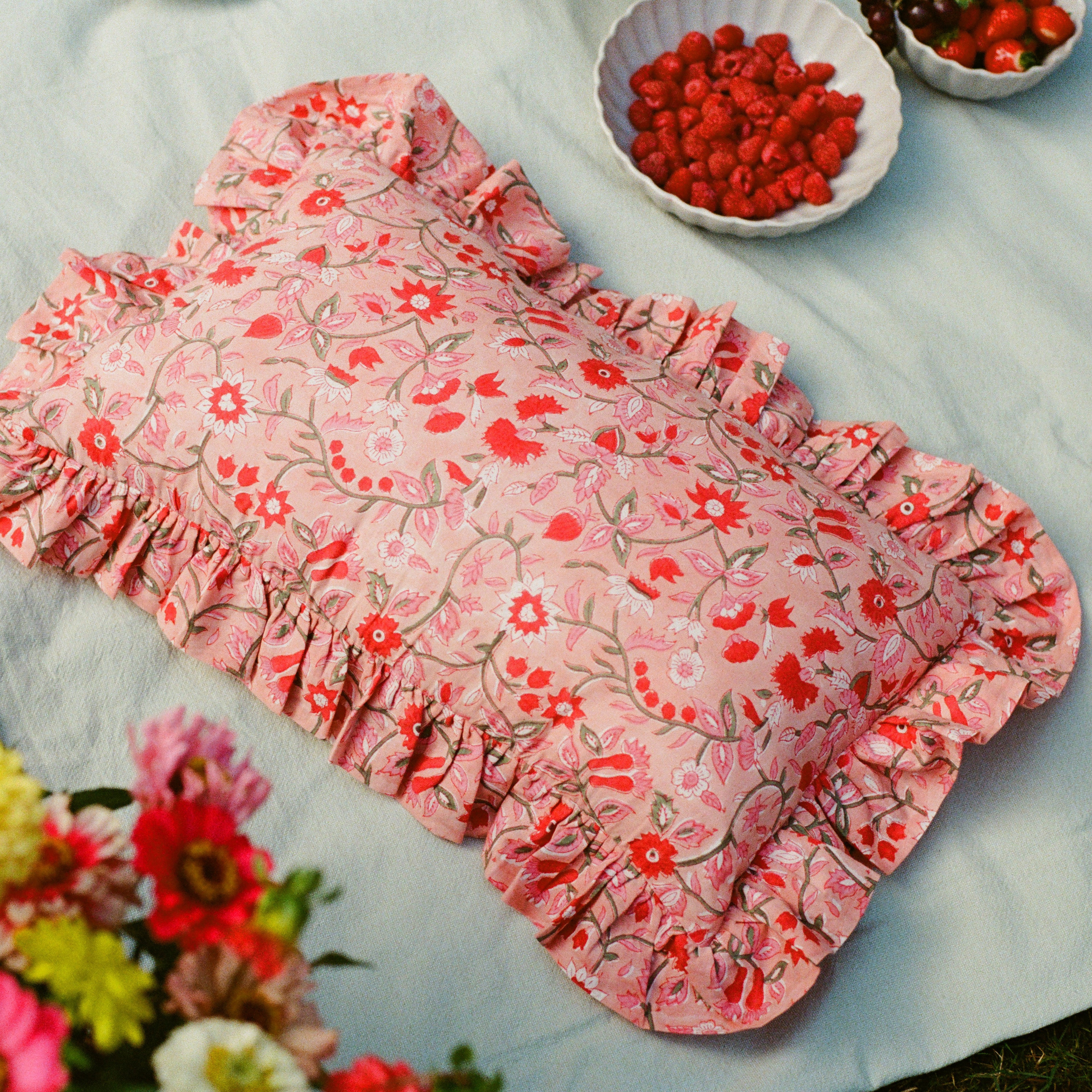 Block print cushion cover pink 30 x 50 cm