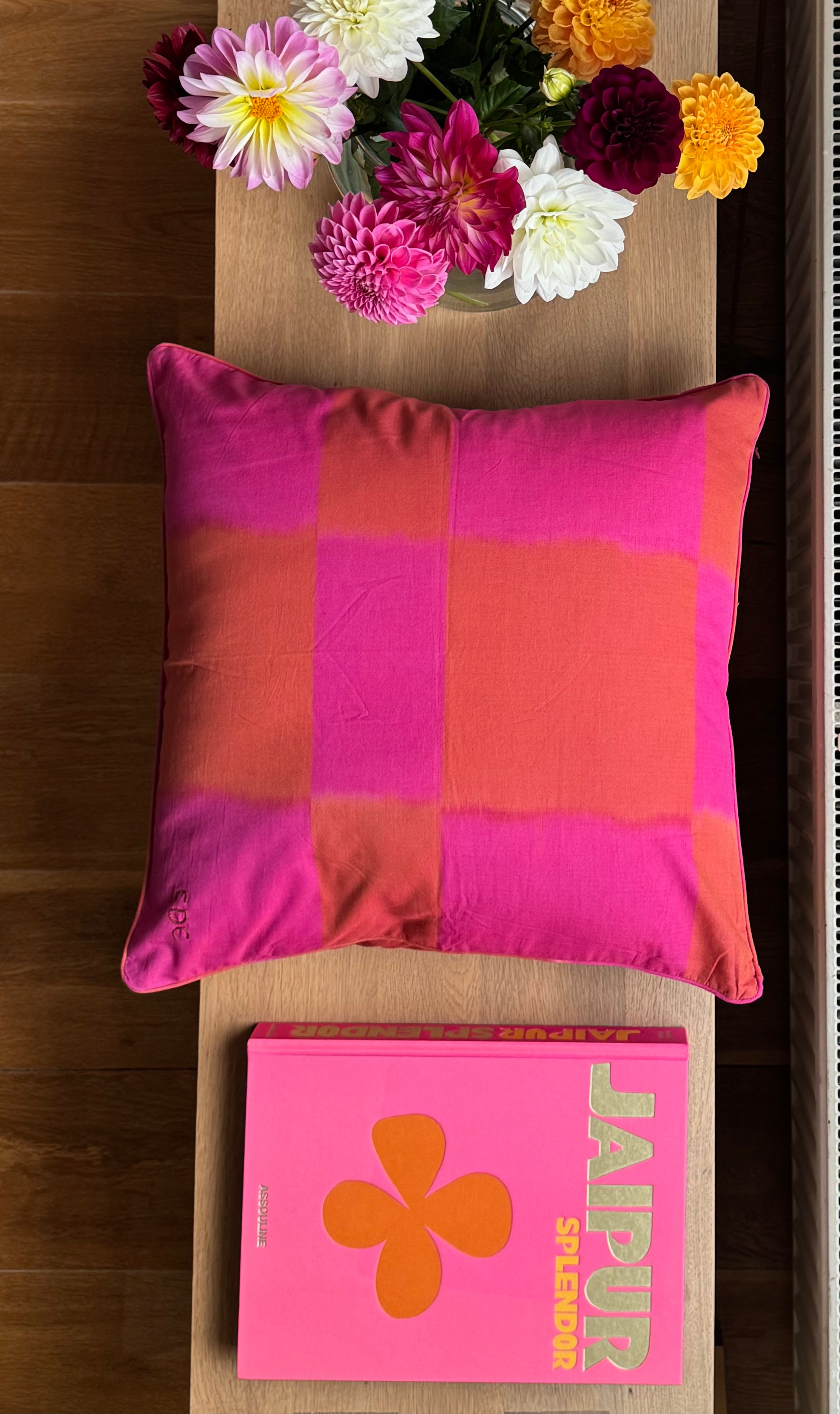 Ikat cushion cover pink / orange 50 x 50 cm